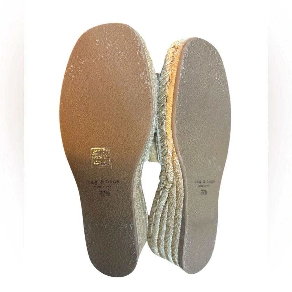 Rag & Bone Calla Beige Suede Wedge Espadrille Sandal